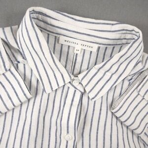 Melissa Nepton Raw Hem Fringe Striped Boho Viscose Shirt Mens S Beach Vacation